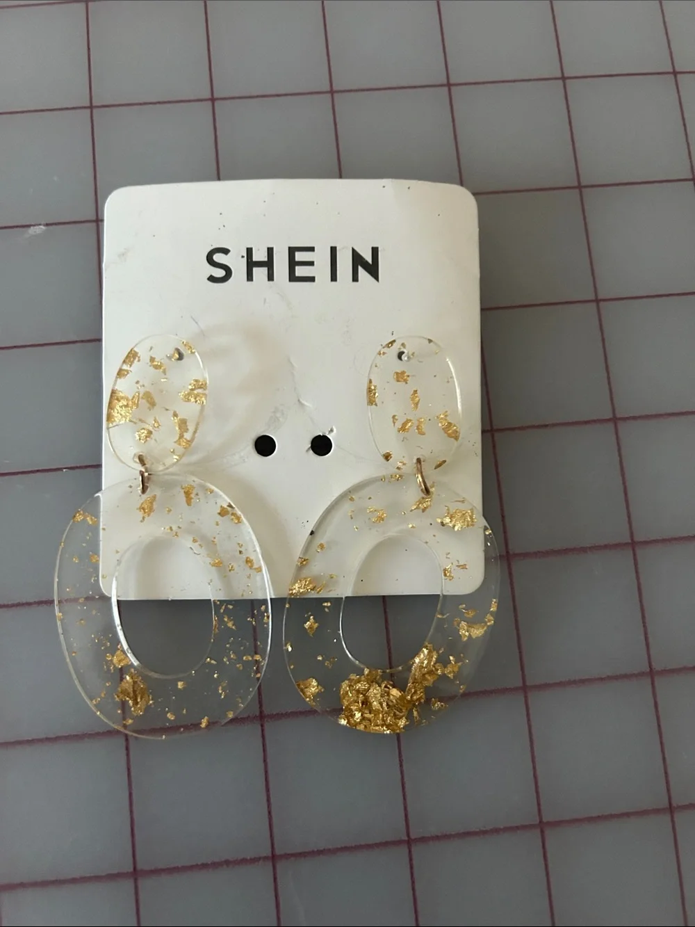 Multicolor Star Dangle & SHEIN Clear with Gold Flake Hoop Earrings